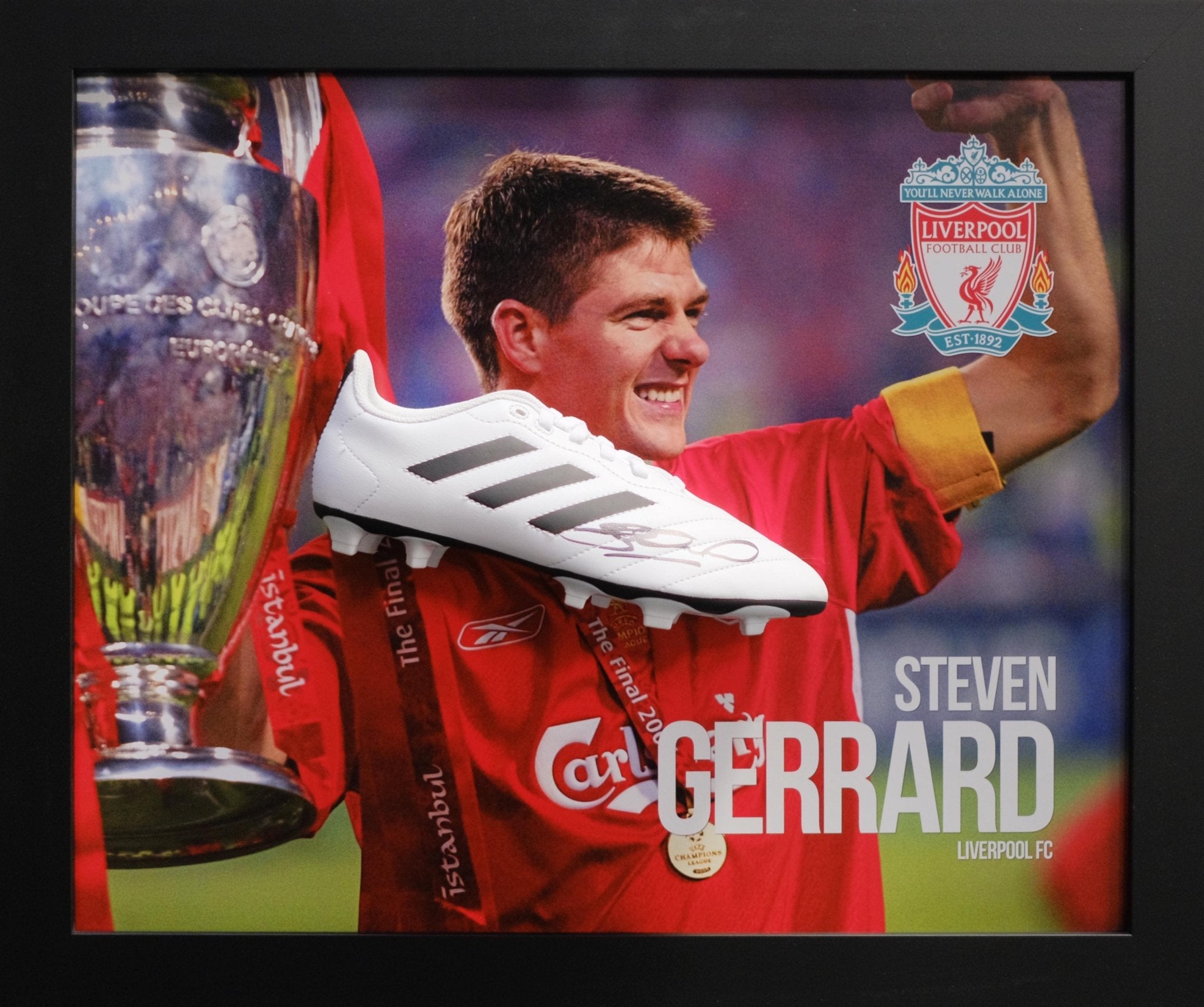 Liverpool F.C. signed boot by Steven Gerrard - Memorabilia Framers Shop